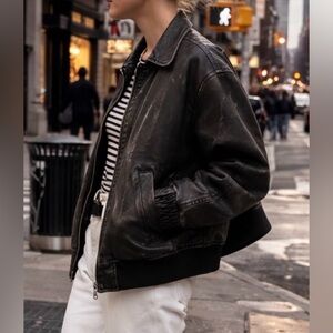 Ralph Lauren Vintage Black Leather WMN S Moto Jacket Quality Classic 90s y2k